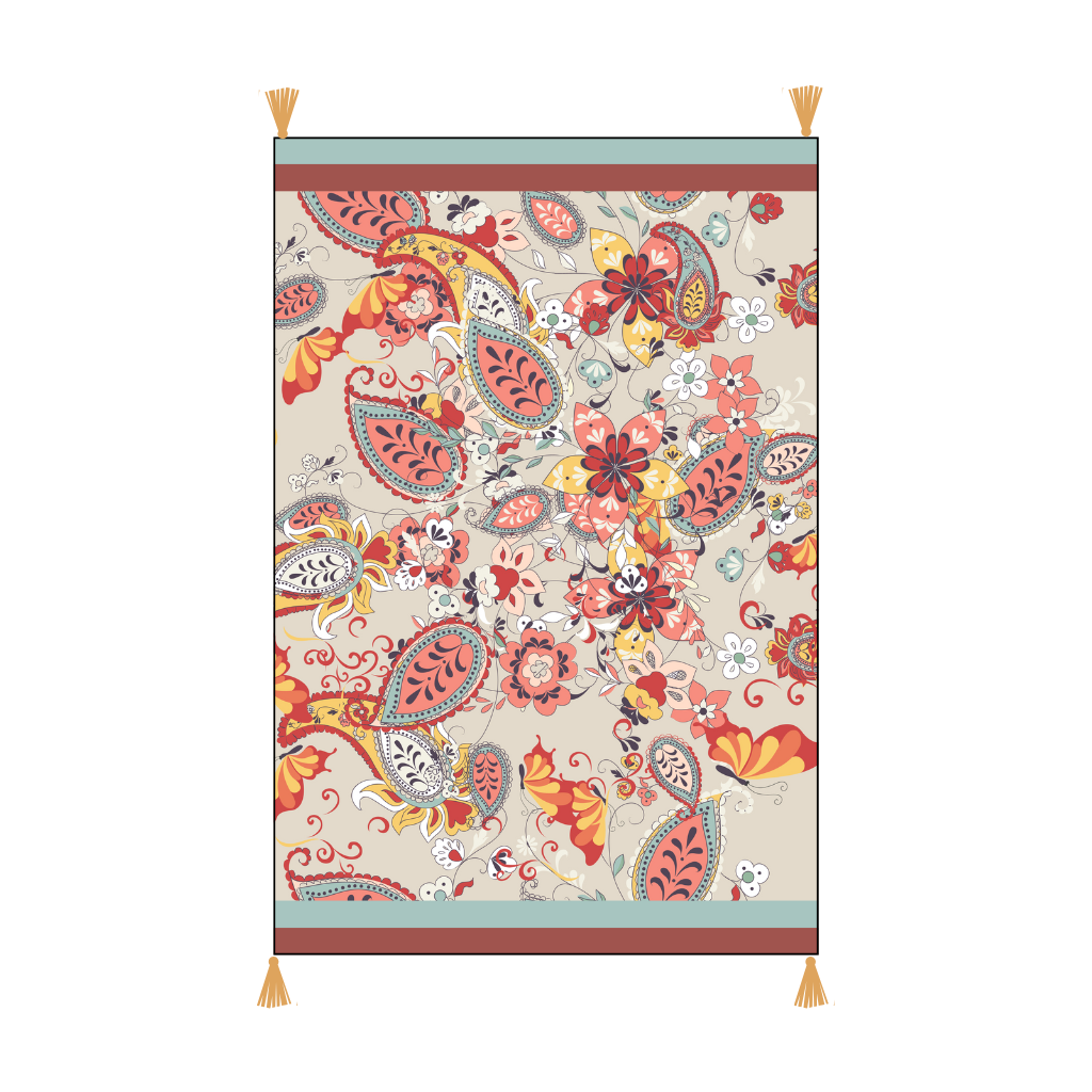 Vintage Paisley Bohemian Embroidered Cotton Bedding Cushion Throw