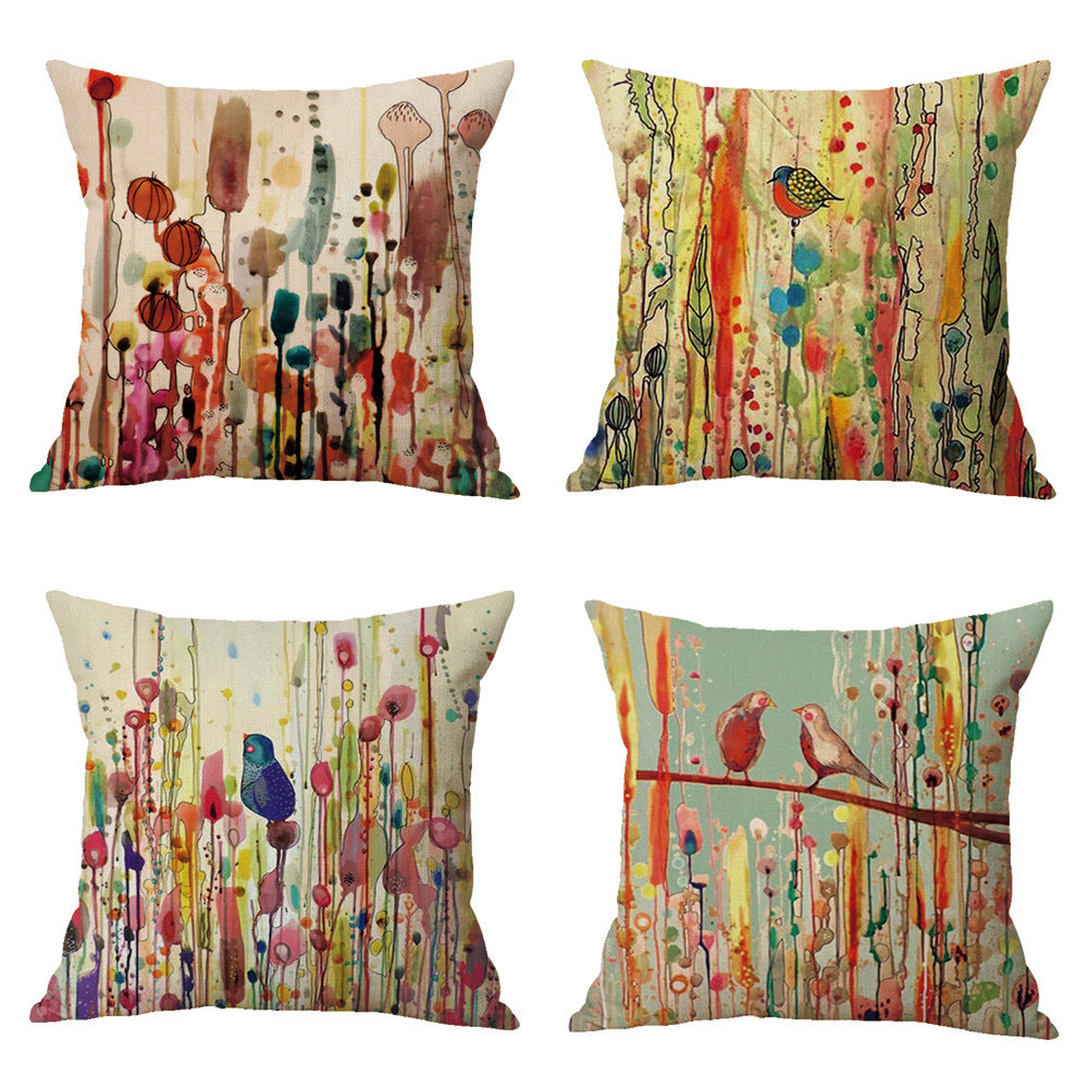 New Bohemian Oil painting Bird Cushion Cover - Adore India   