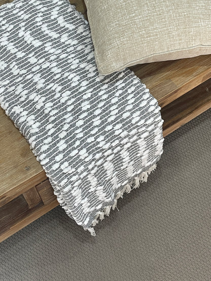 Bohemian Grey Cotton Bedding Tufted Throw Blanket - Adore India   