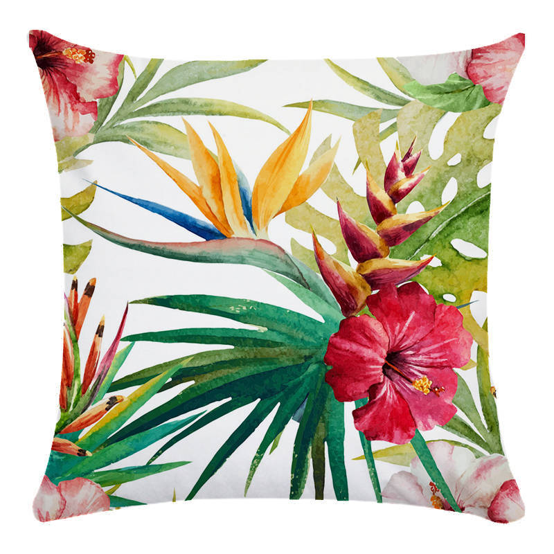 Tropical Flower Bird Printed Super Soft Pillowcase Cushion Cover - Adore India   