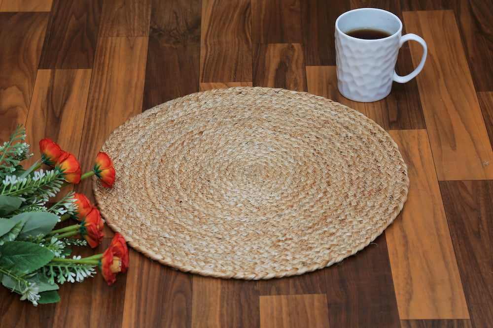 Selene Rustic Round Jute Table Placemats - Ideal for Dinner Settings