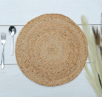 Selene Rustic Round Jute Table Placemats - Ideal for Dinner Settings