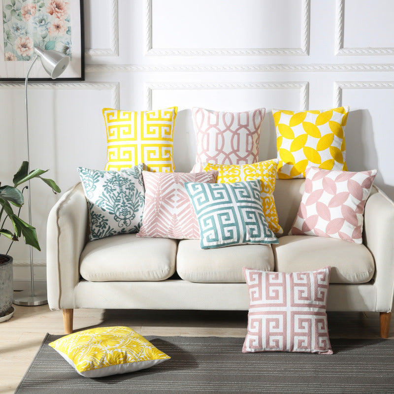 Geometric Bohemian Embroidery Couch Living Room Embroidered Cushion - Adore India   