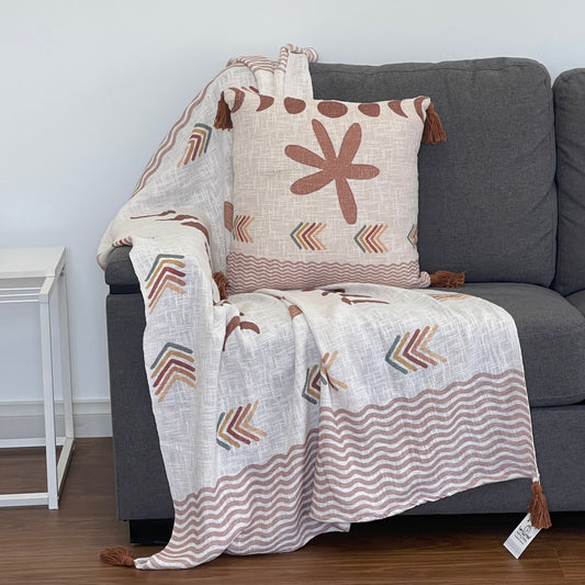Tribal Bohemian Printed Embroidered Cotton Bedding Cushion Throw