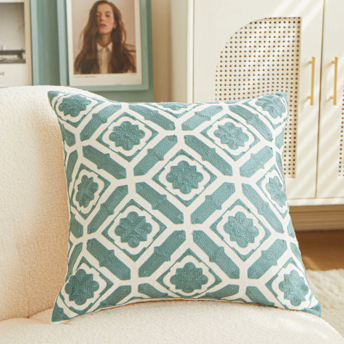 Embroidery Modern Geometrical Living Room Sofa Cushion Cover - Adore India   