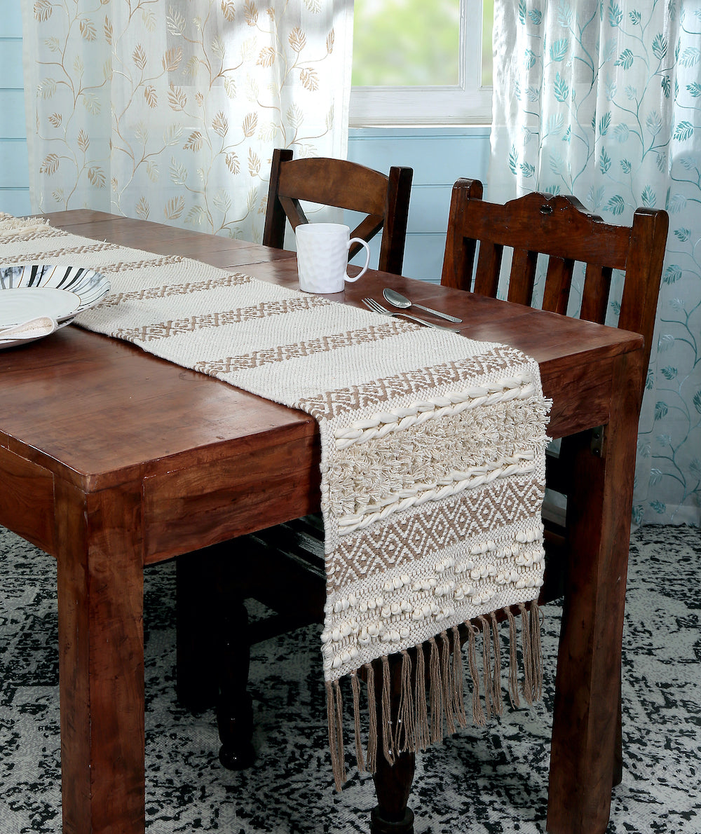 Nova Boho Table Runner with Fringe Perfect for Beach House Decoration