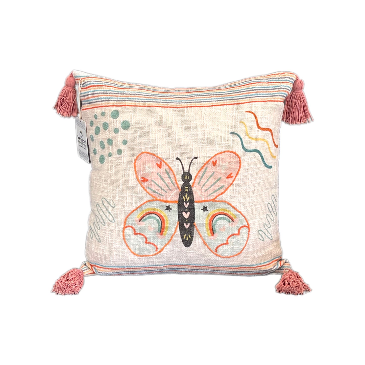Bohemian Butterfly Printed Embroidered Cotton Bedding Cushion Throw