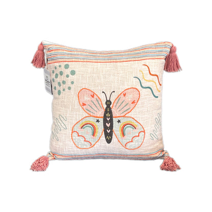 Bohemian Butterfly Printed Embroidered Cotton Bedding Cushion Throw