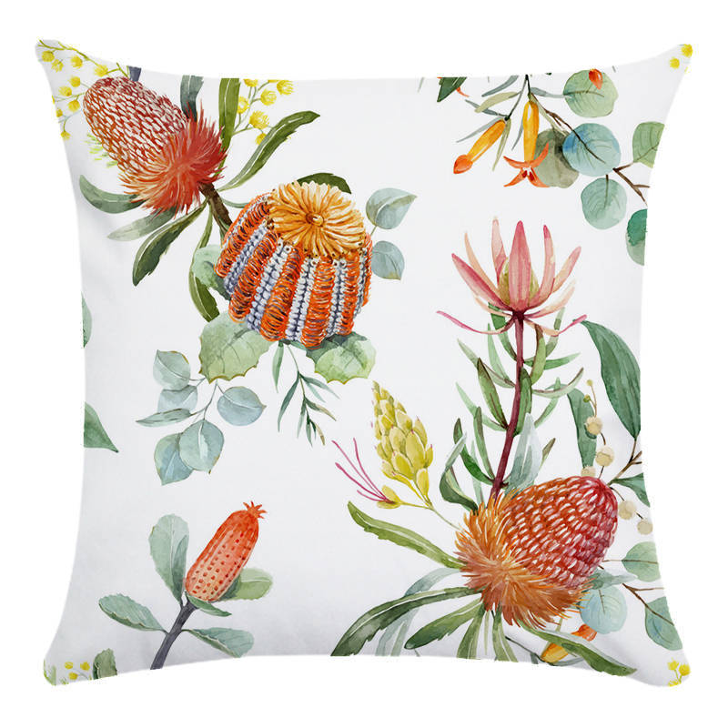 Tropical Flower Bird Printed Super Soft Pillowcase Cushion Cover - Adore India   