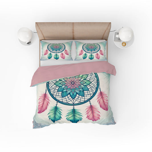 Indian Bohemian Dream Catcher Mandala Quilt Cover Set Turquoise - Adore India   
