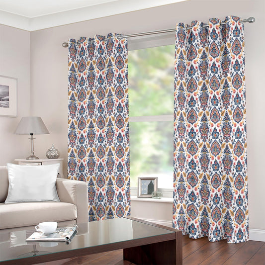 Artisan Royal Floral Paisley Art Printed Curtain Set - Adore India   