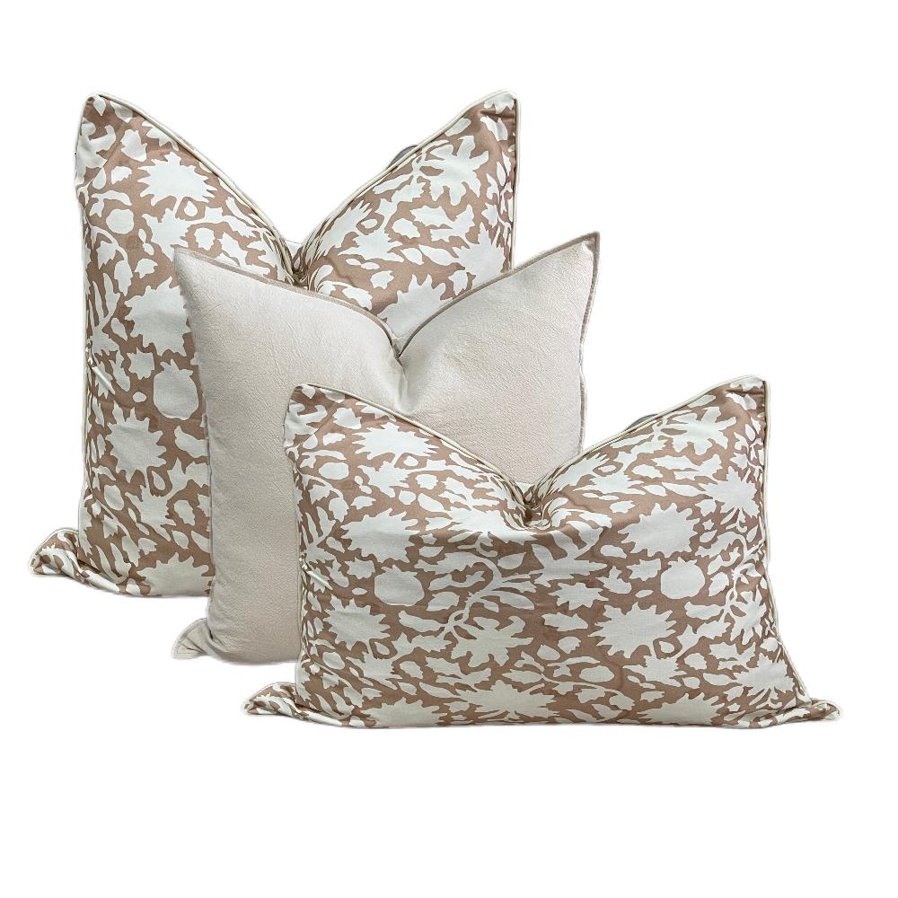 Brown White Floral Cushion Pillow Set