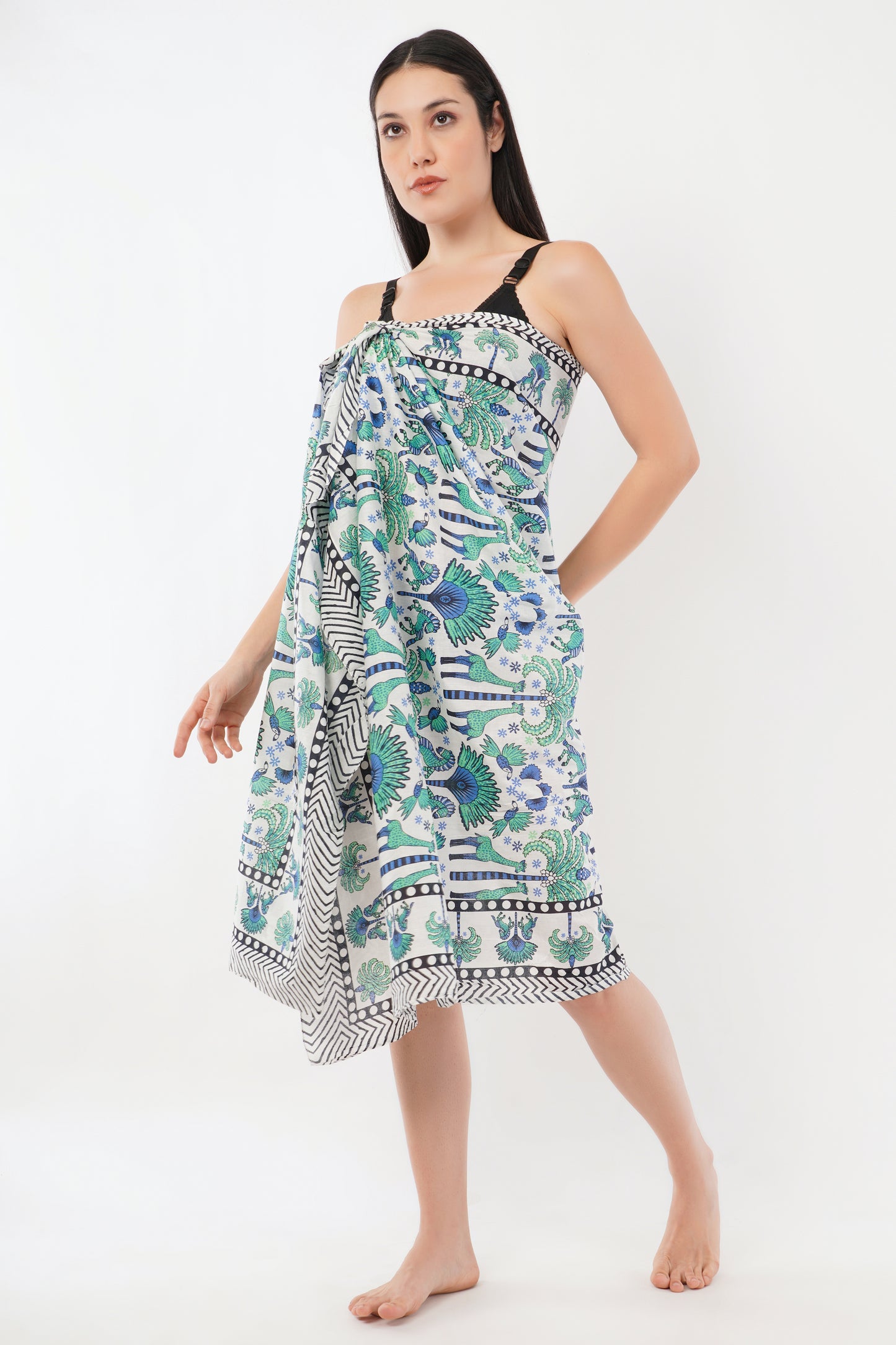 Cotton Tropical Bloom Turquoise Floral Printed Beach Sarongs Wrap