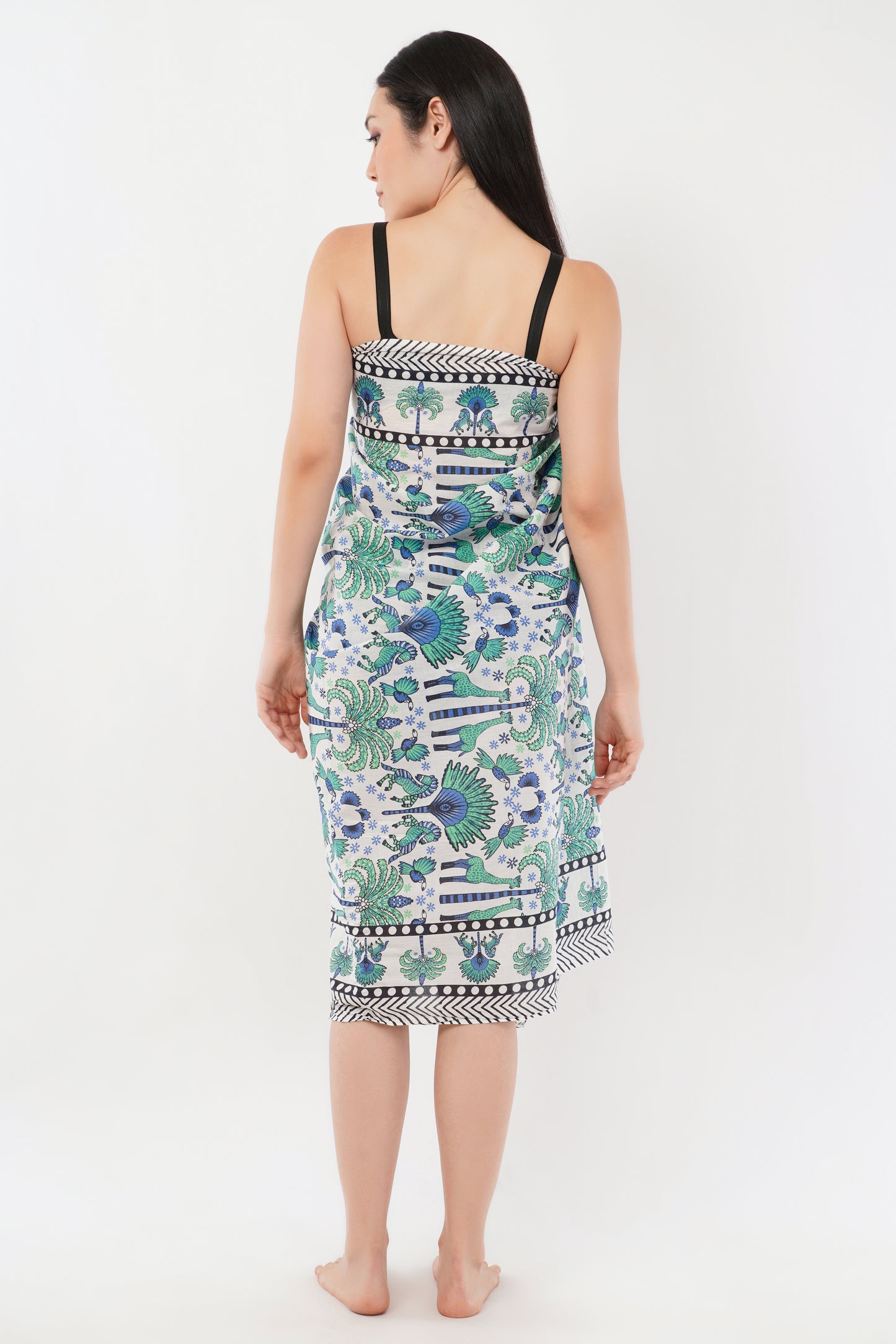 Cotton Tropical Bloom Turquoise Floral Printed Beach Sarongs Wrap