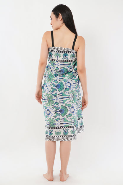 Cotton Tropical Bloom Turquoise Floral Printed Beach Sarongs Wrap