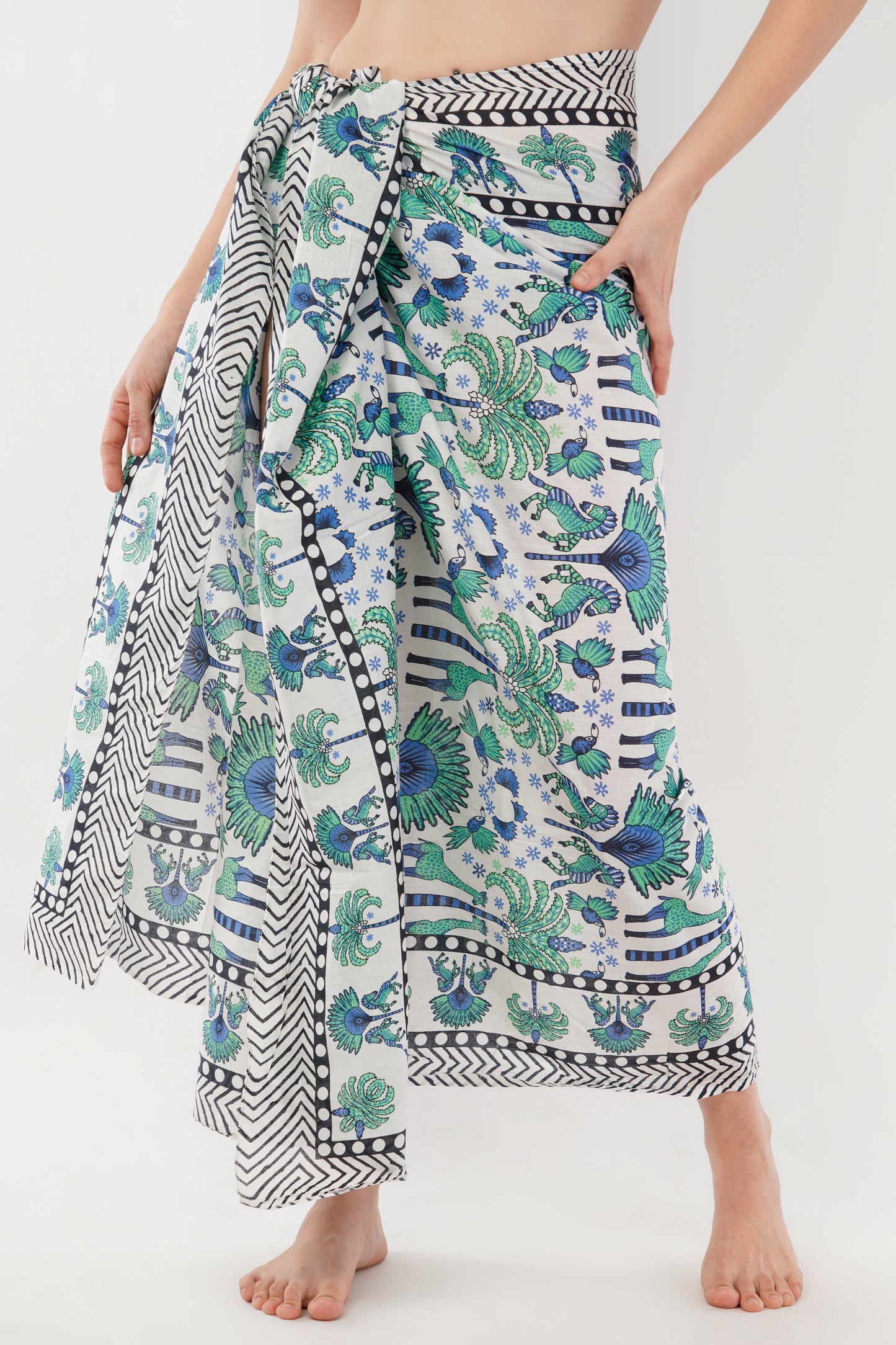 Cotton Tropical Bloom Turquoise Floral Printed Beach Sarongs Wrap