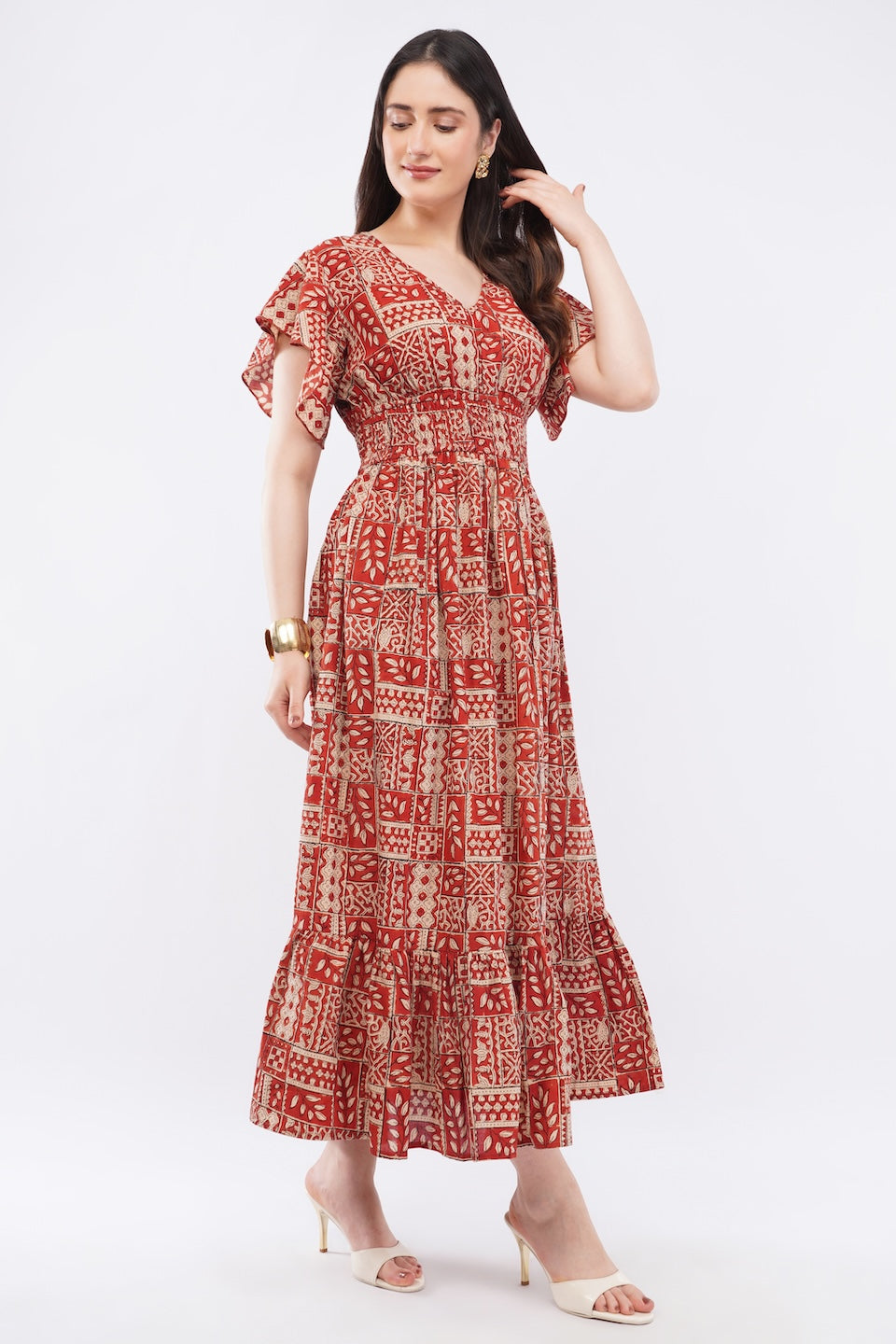 indian cotton long dresses Pure Cotton Long Maxi Dress Indian Block Print Pastel Summer Earthy Elegant Mommy Comfy Daywear Beach Outfit Grey Aqua Blue Pink Hue
