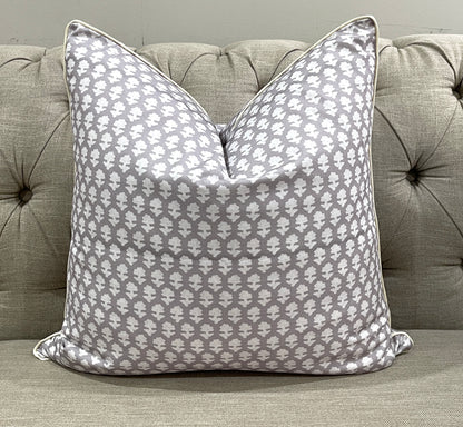 Vintage Grey White Booti 3 Pcs Cushion Lumbar Pillow Set