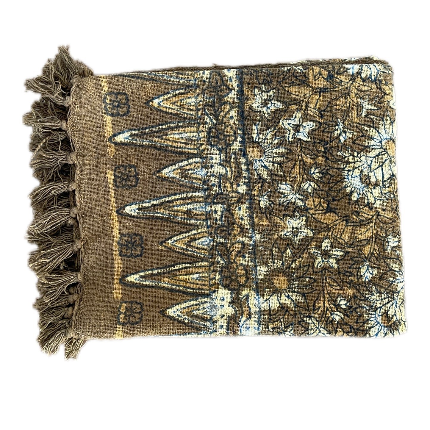 Bohemian Cotton Vintage Mustard Block Printed Bedding Throw Blanket - Adore India   