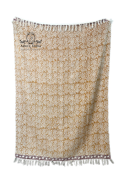 Bohemian Flower Hand Block Printed Cotton Bedding Throw Blanket - Adore India   