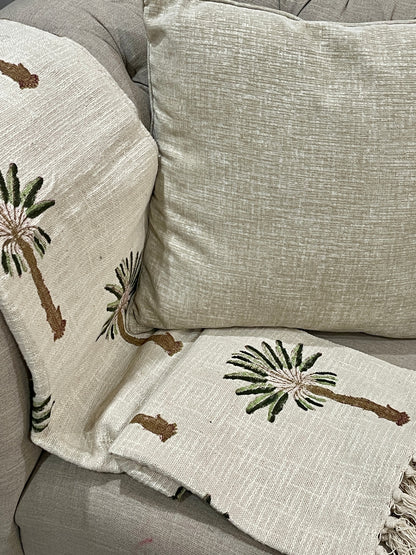 Bohemian Cotton Hand Block Palm Tree Bedding Throw Blanket - Adore India   