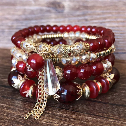 Bohemian Handmade Crystal Beaded Multi Colour Bracelet with Charm - Adore India   