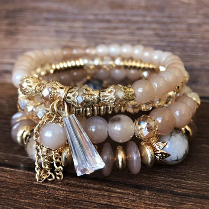 Bohemian Handmade Crystal Beaded Multi Colour Bracelet with Charm - Adore India   