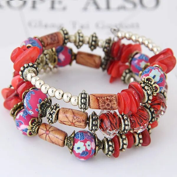 New BohemianShell Bead Charm Ethnic Multilayer Bracelet 2Pcs - Adore India   