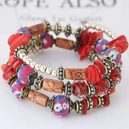 New BohemianShell Bead Charm Ethnic Multilayer Bracelet 2Pcs - Adore India   