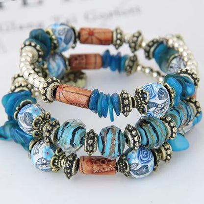 New BohemianShell Bead Charm Ethnic Multilayer Bracelet 2Pcs - Adore India   
