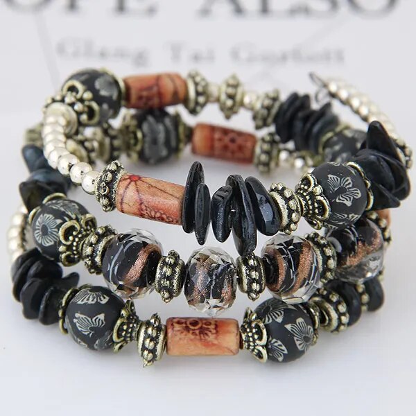 New BohemianShell Bead Charm Ethnic Multilayer Bracelet 2Pcs - Adore India   