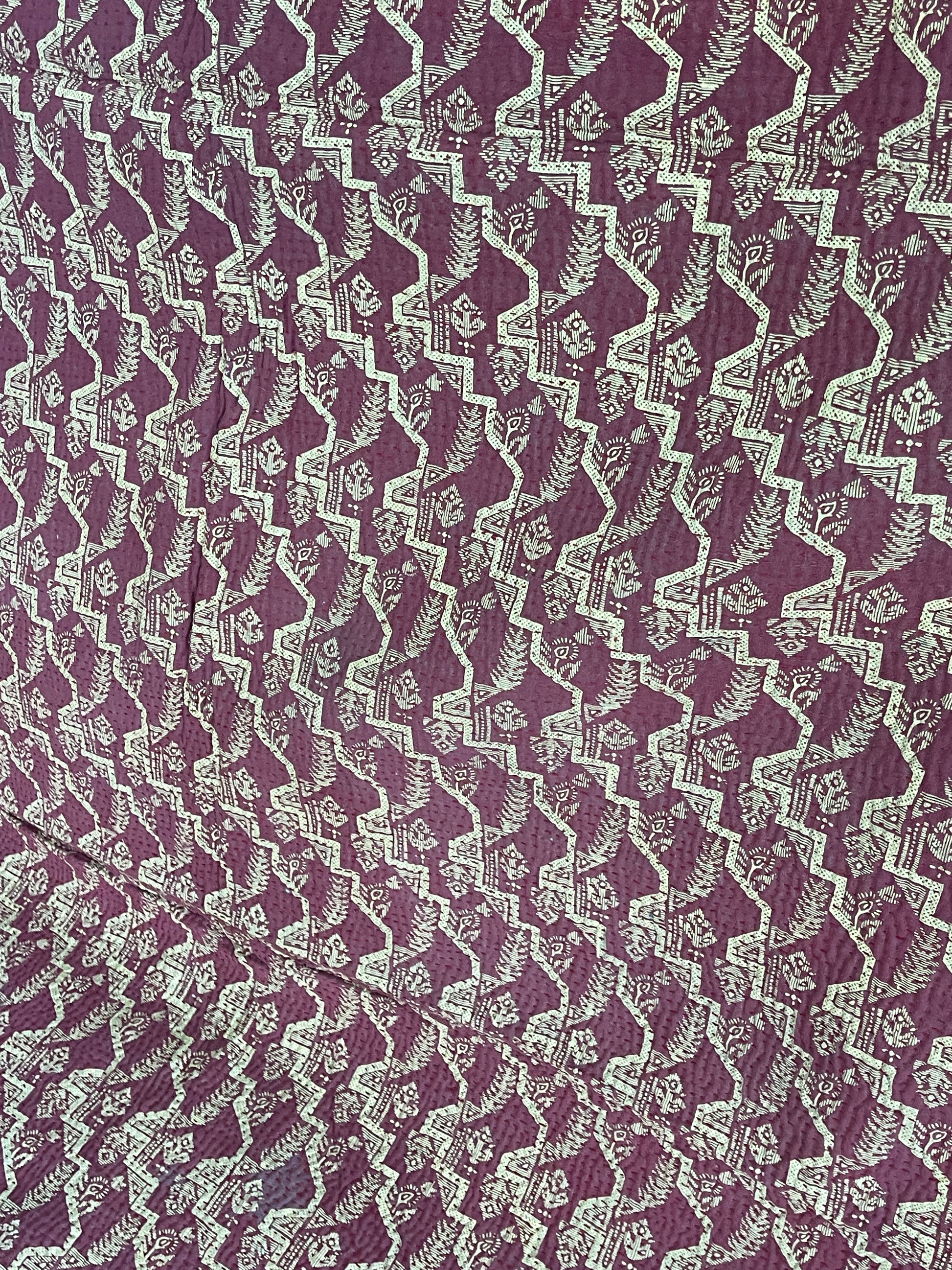 Indian Handmade Cotton Reversible Vintage Kantha Quilt Bedspread Throw- Kamla - Adore India   