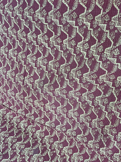 Indian Handmade Cotton Reversible Vintage Kantha Quilt Bedspread Throw- Kamla - Adore India   