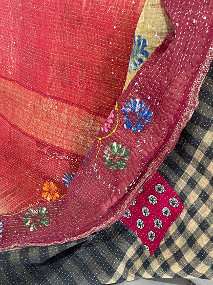 Indian Handmade Reversible Vintage Kantha Quilt Bedspread Mahi - Adore India   