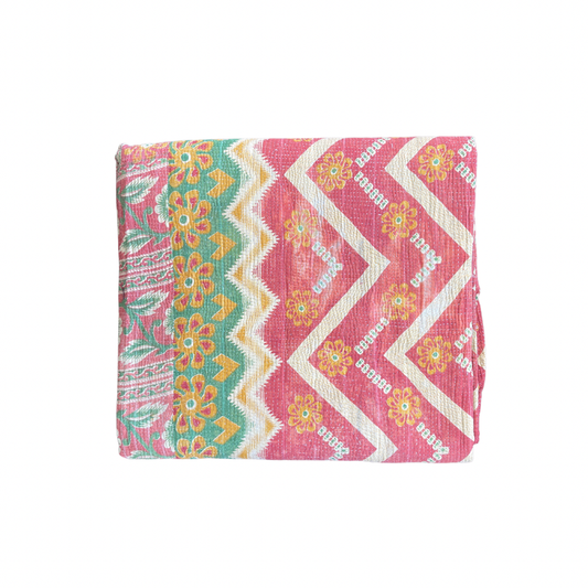 Indian Handmade Reversible Vintage Kantha Quilt Bedspread Reema - Adore India   