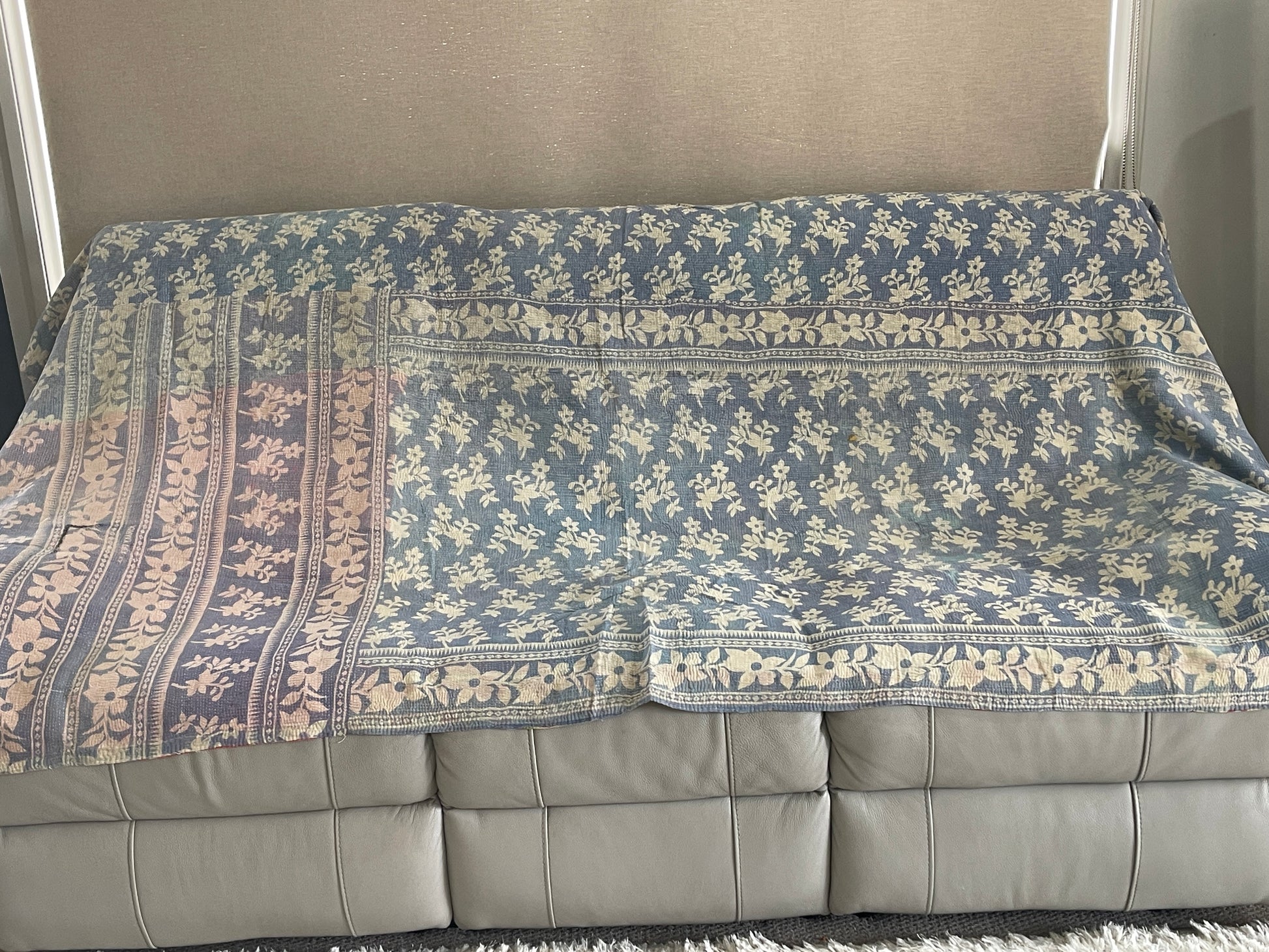 Indian Handmade Reversible Vintage Kantha Quilt Bedspread Reema - Adore India   