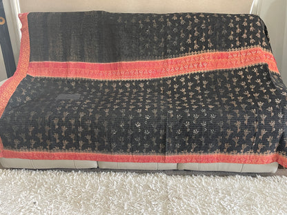 Indian Handmade Reversible Vintage Kantha Quilt Bedspread Sita - Adore India   