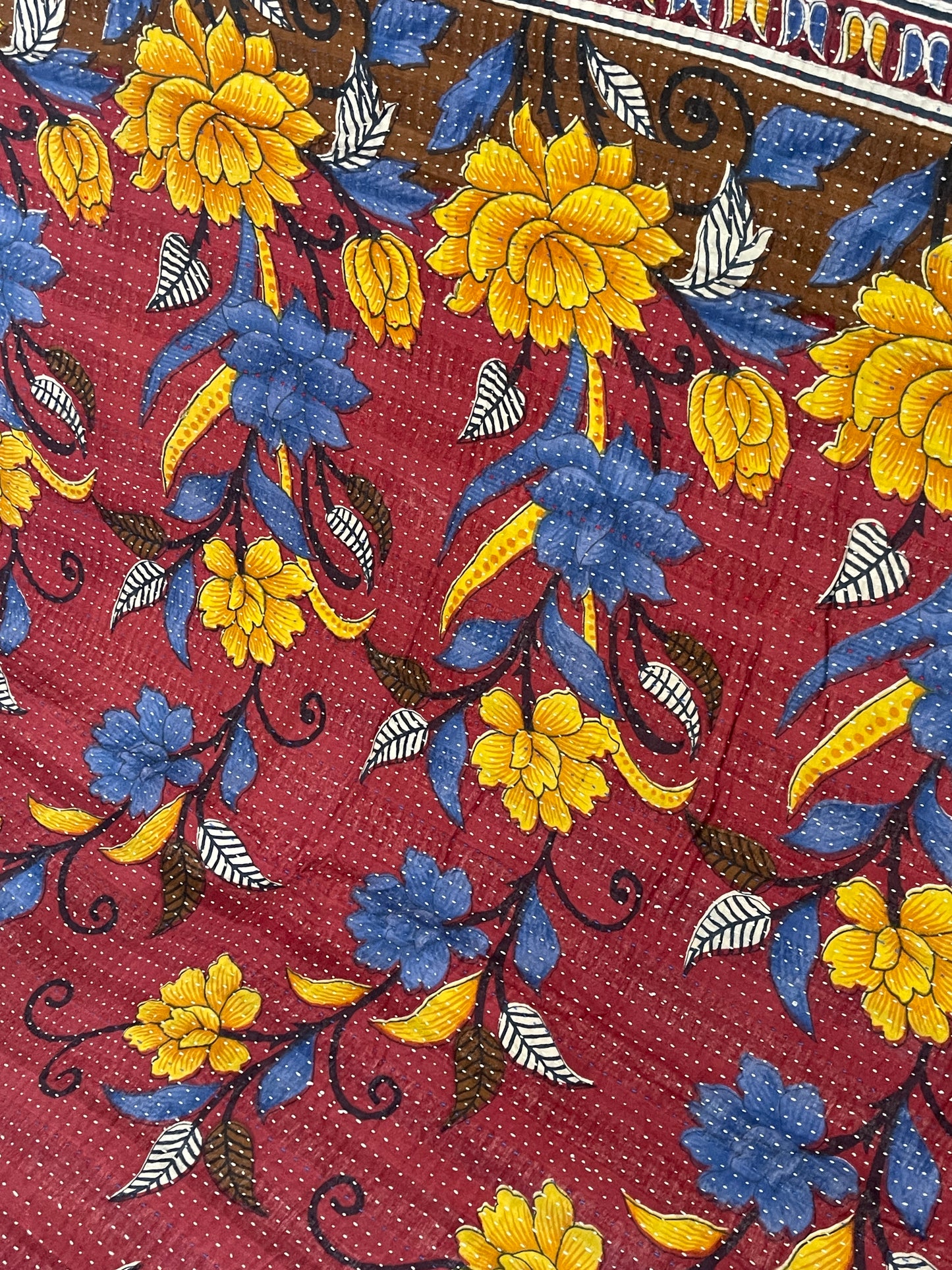 Indian Handmade Reversible Vintage Kantha Quilt Bedspread Sonia - Adore India   