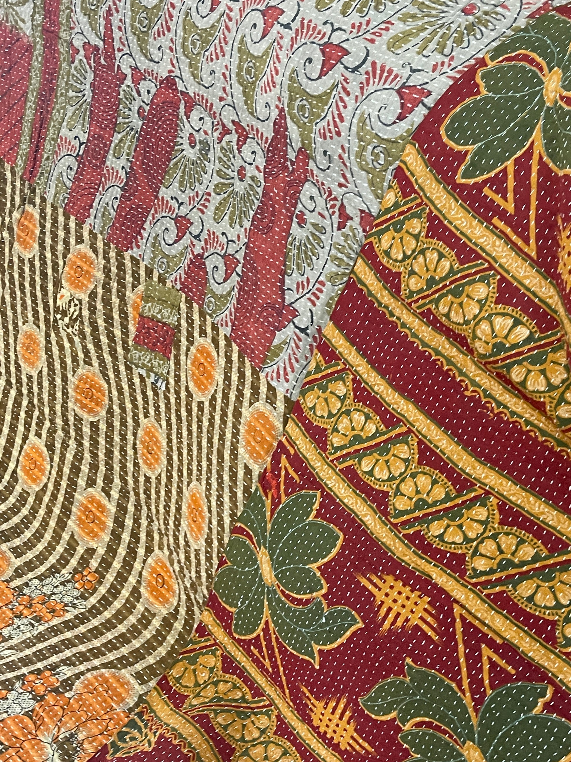 Indian Handmade Reversible Vintage Kantha Quilt Meera - Adore India   