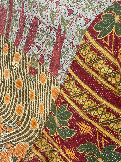 Indian Handmade Reversible Vintage Kantha Quilt Meera - Adore India   