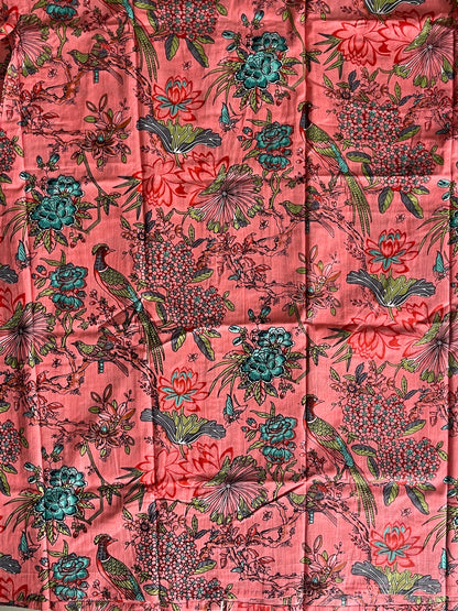 Cotton Bird Printed Pink Kimono Kaftan Bathrobe