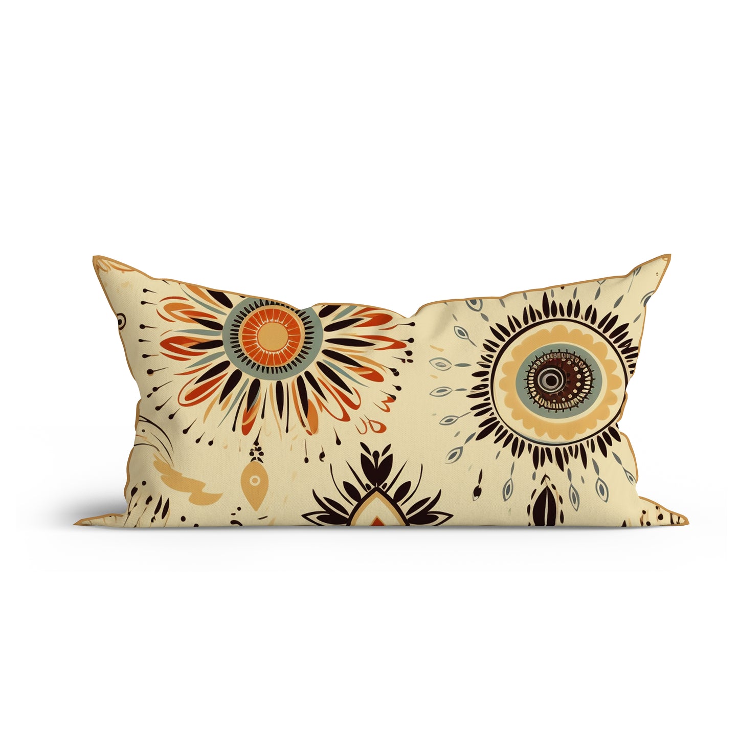 Bohemian Abstract Orbit Elegance Printed Cotton Cushion with Piping-Adore India