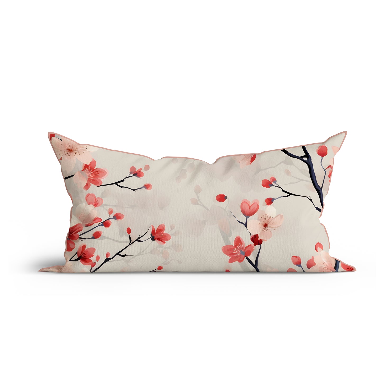 Bohemian Cherry Blossom Cotton Cushion with Piping-Adore India