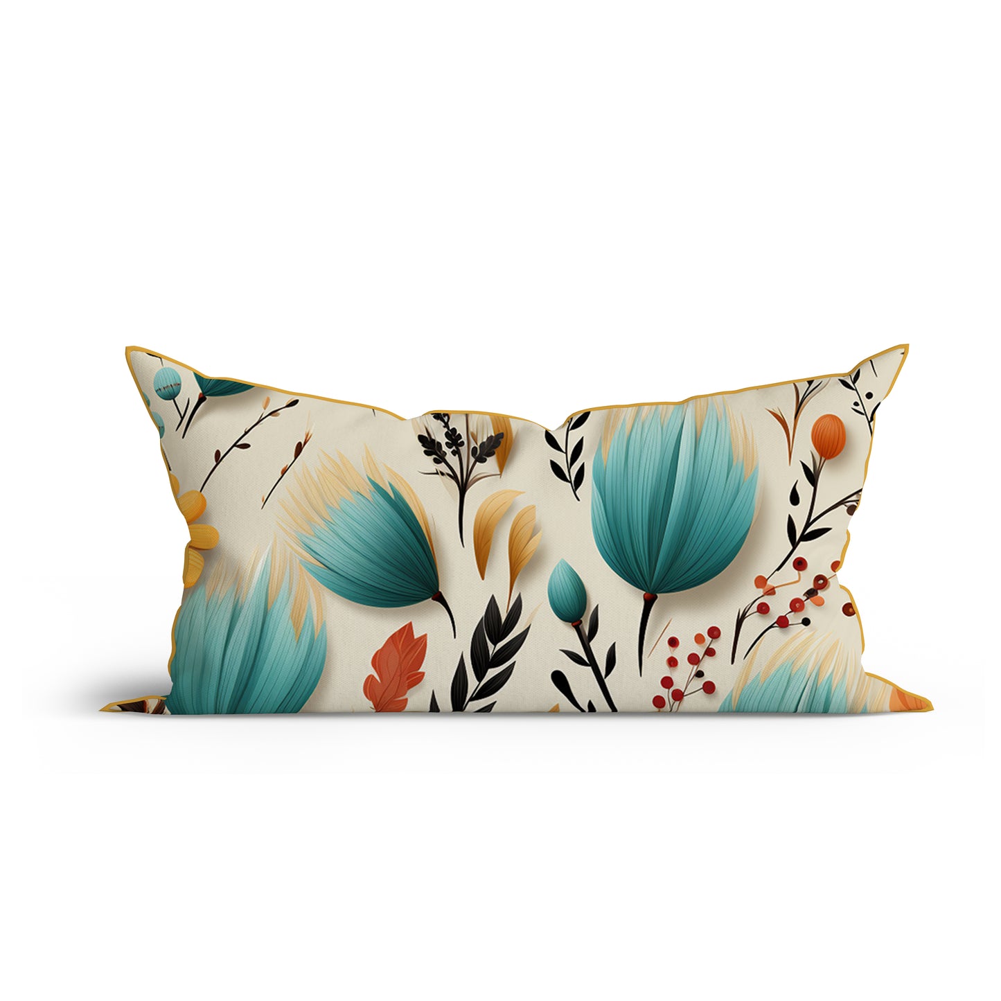 Bohemian Floral Breeze Printed Cotton Sofa Cushion Cover Set with Piping- Adore India