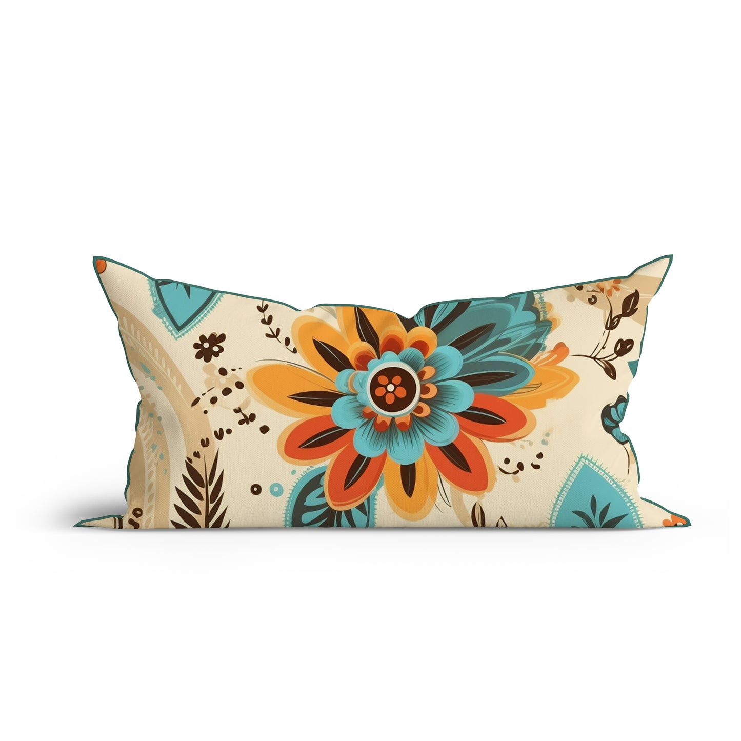 Bohemian Floral Harmony Printed Sofa Cushion Cover Set with Piping- Ador India