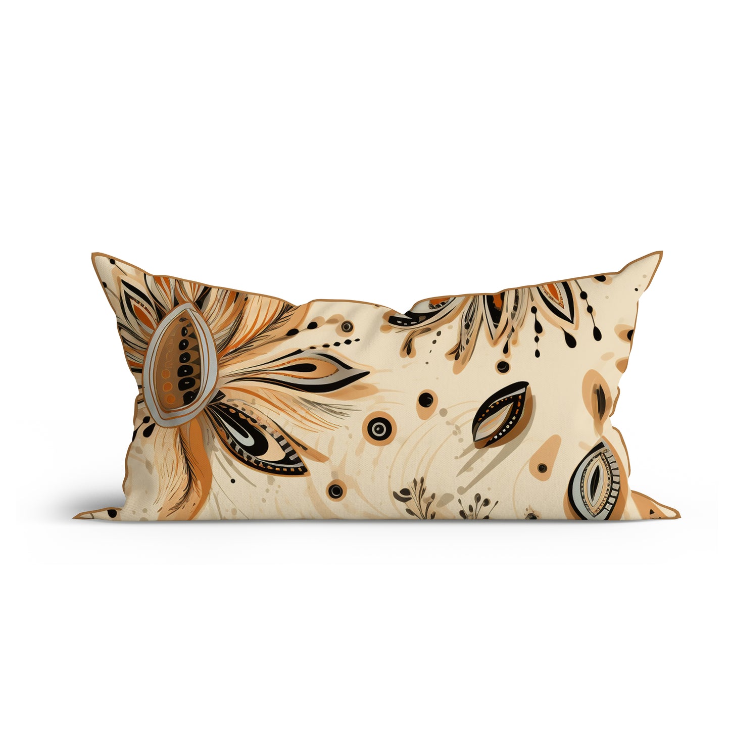 Bohemian Nude Blossom Elegance Printed Cotton Cushion with Piping-Adore India