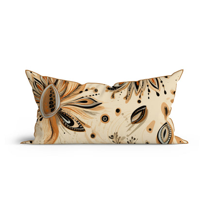 Bohemian Nude Blossom Elegance Printed Cotton Cushion with Piping-Adore India