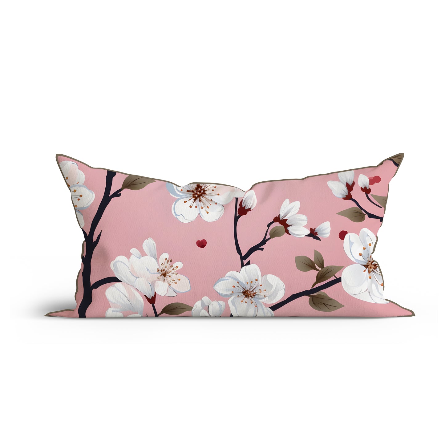 Bohemian Pink Sakura Cotton Cushion with Piping-Adore India