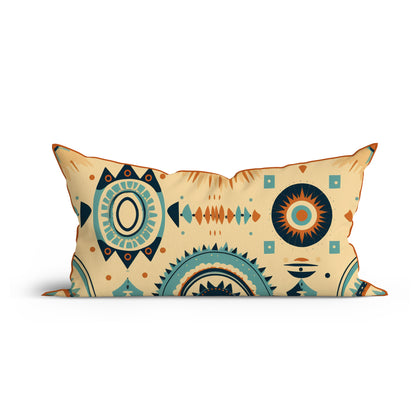 Boho Circle Delight Printed Cotton Cushion with Piping- Adore India