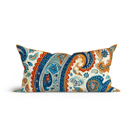 Boho Vintage Paisley Charm Printed Sofa Cushion Cover Set with Piping - Adore India